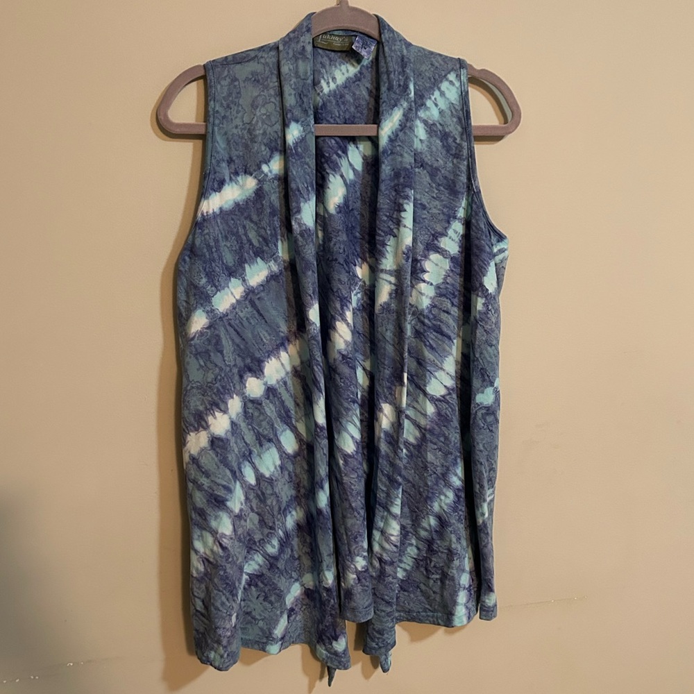 Lakhay’s Collection Blue Tie Dye Open Vest Women’s Size S/M Organic Cotton